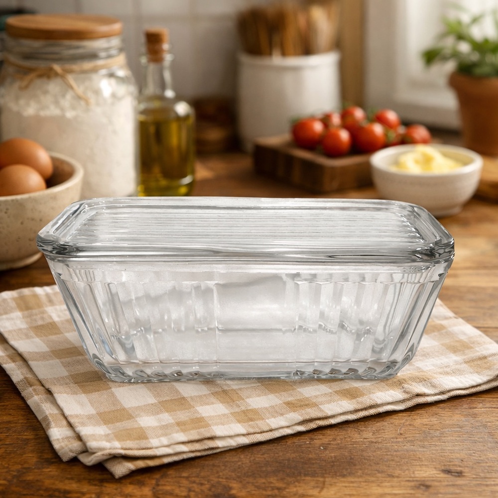 Anchor Hocking 1932 Vintage Design Glass 8 3/4" x 4 1/2" Refrigerator Dish